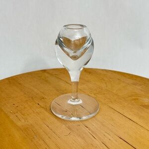 Vintage Daum France Clear Crystal Lotus Candlestick Holder, Daum Candle Holder